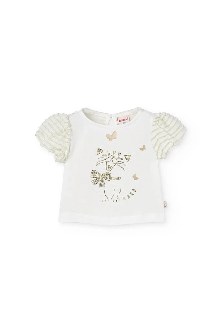 Baby girl's white knit T-shirt