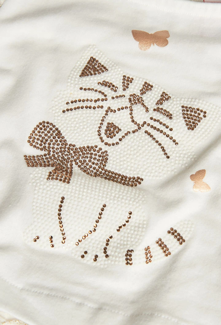 T-shirt de malha para bebé menina em cor branca