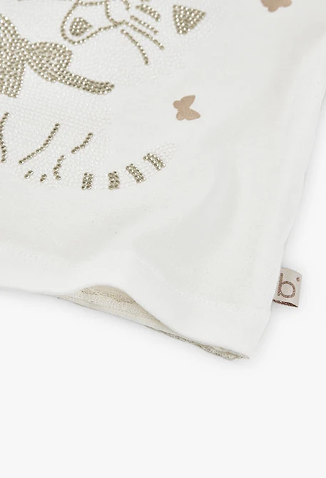 Camiseta de punto para bebé niña en color blanco