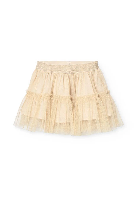 Gonna in tulle per bambina in colore beige