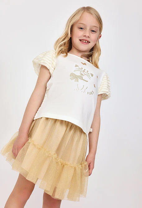 Gonna in tulle per bambina in colore beige