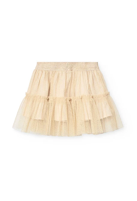 Gonna in tulle per bambina in colore beige