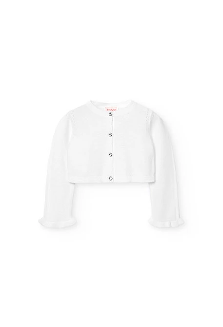 Giacchetta a maglia per neonata in colore bianco
