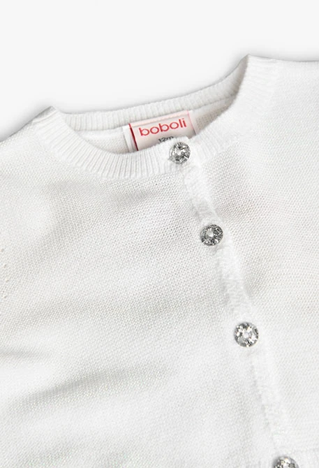 Chaqueta de tricotosa para bebé niña en color blanco