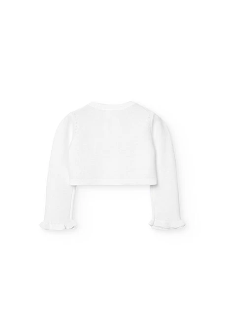 Chaqueta de tricotosa para bebé niña en color blanco