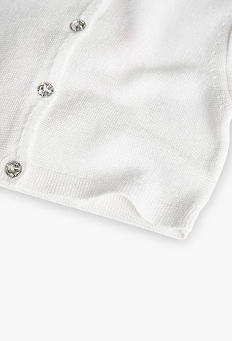 Chaqueta de tricotosa para bebé niña en color blanco