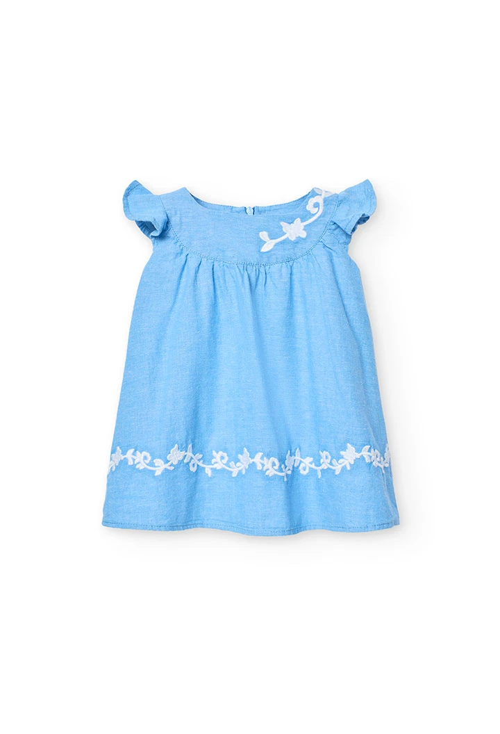 Robe en lin pour bébé fille de couleur bleu ciel
