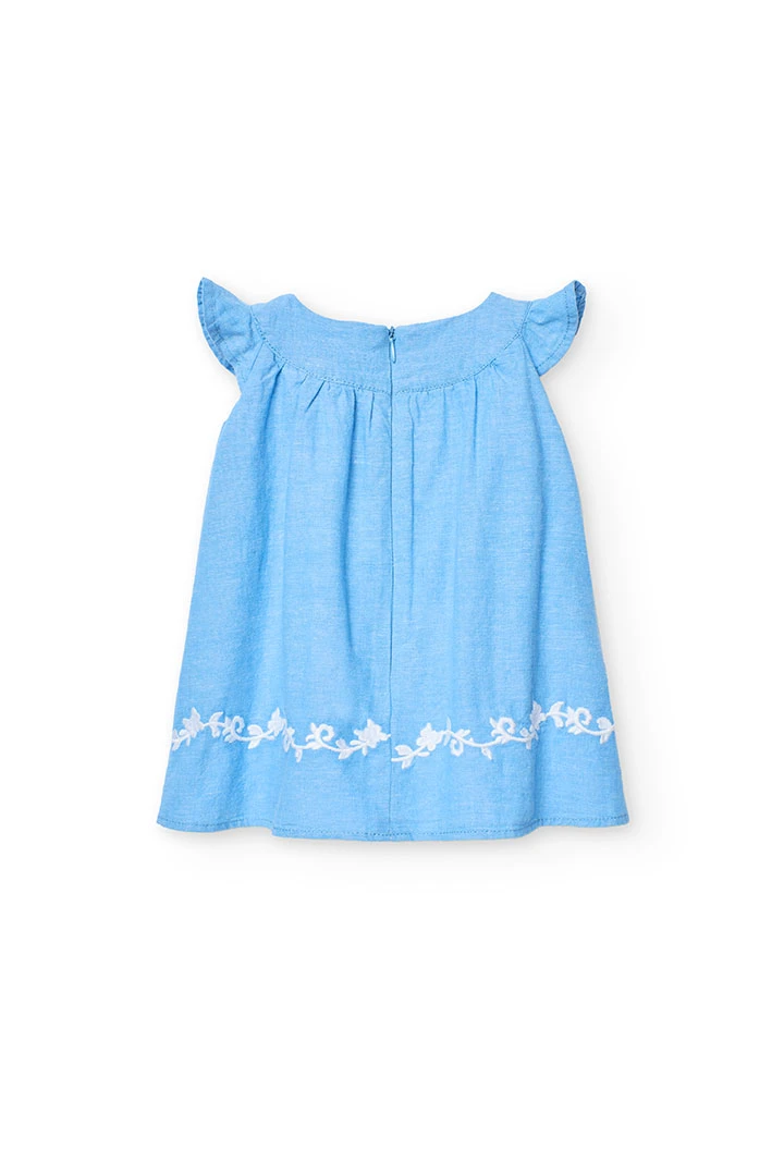 Robe en lin pour bébé fille de couleur bleu ciel