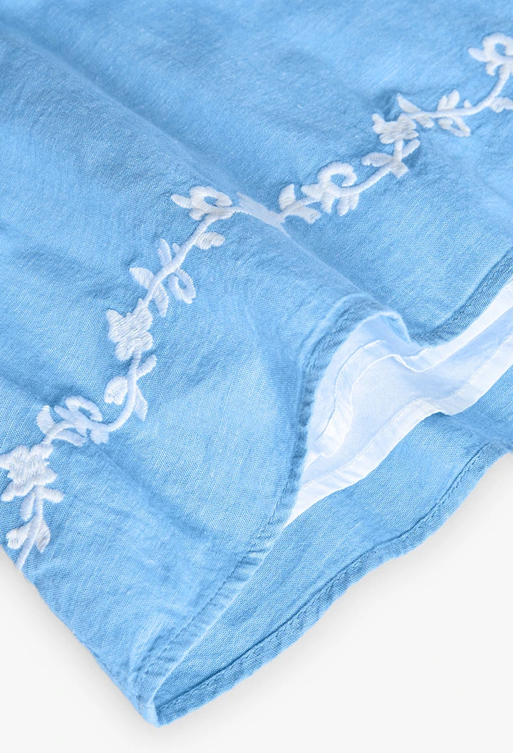 Robe en lin pour bébé fille de couleur bleu ciel