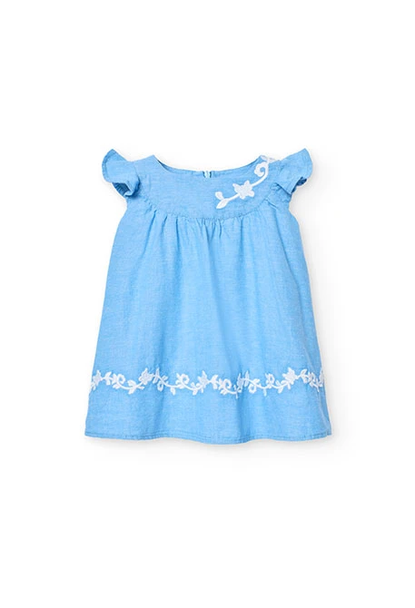 Robe en lin pour bébé fille de couleur bleu ciel