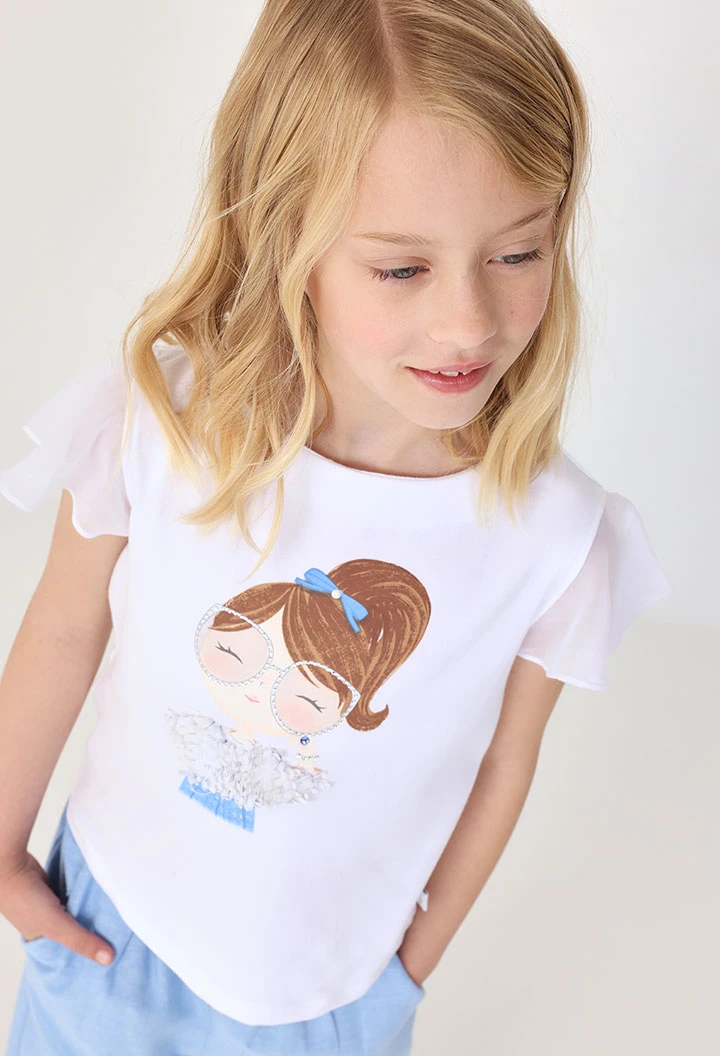 Baby girl's white stretch knit T-shirt