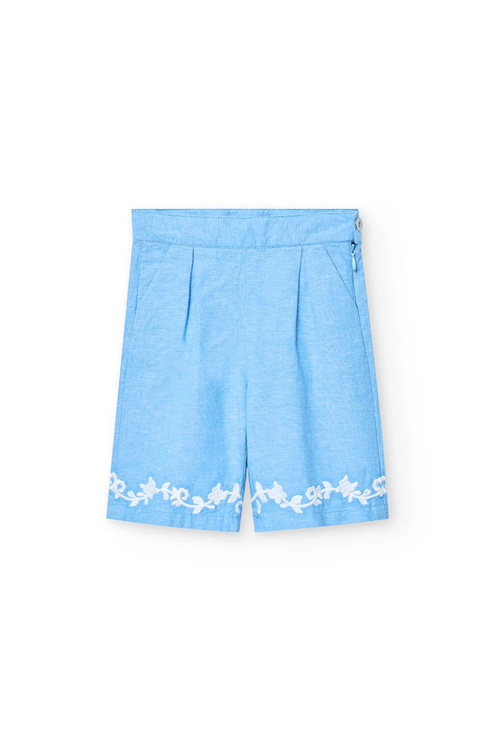 Pantalon en lin pour bébé fille de couleur bleu ciel