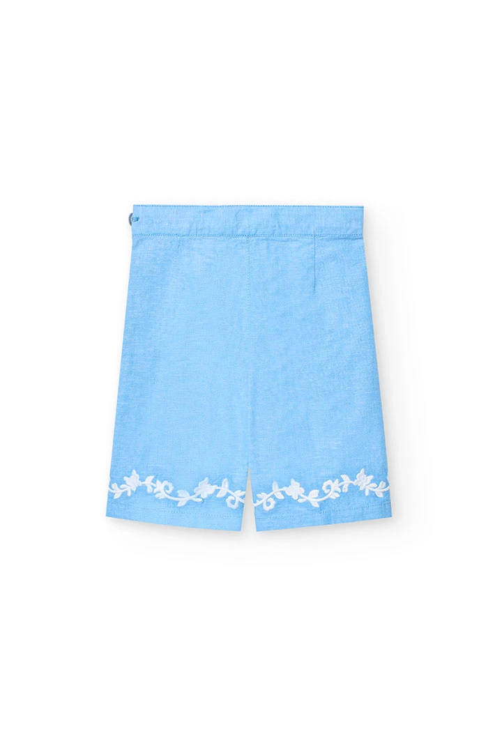 Pantalon en lin pour bébé fille de couleur bleu ciel
