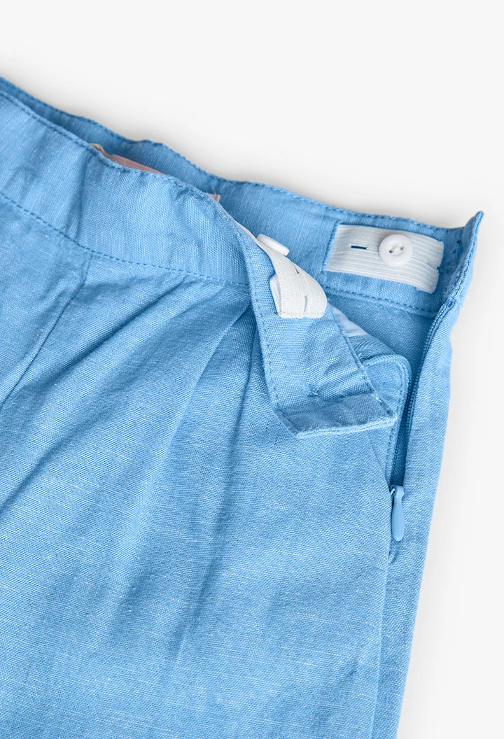 Pantalon en lin pour bébé fille de couleur bleu ciel