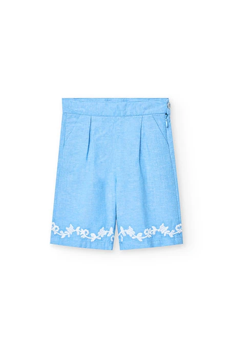 Pantalón de lino para bebé niña en color azul celeste
