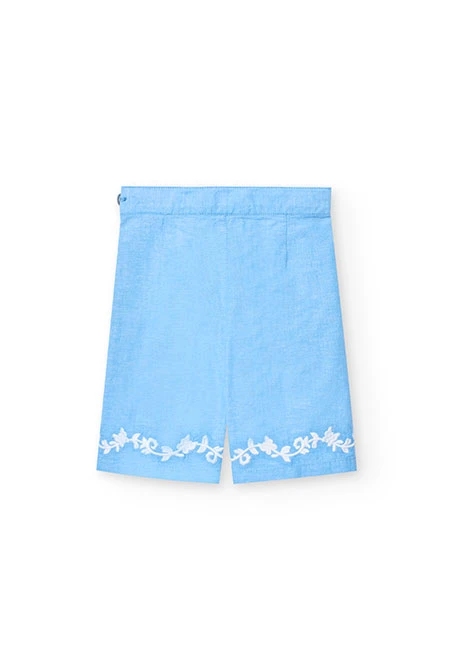 Pantalón de lino para bebé niña en color azul celeste