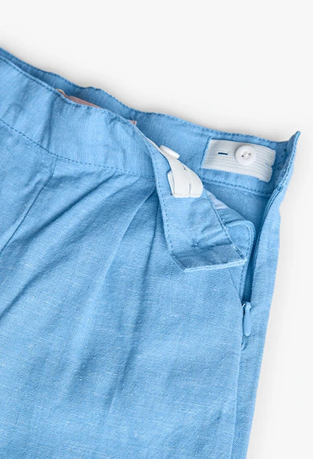 Pantalón de lino para bebé niña en color azul celeste