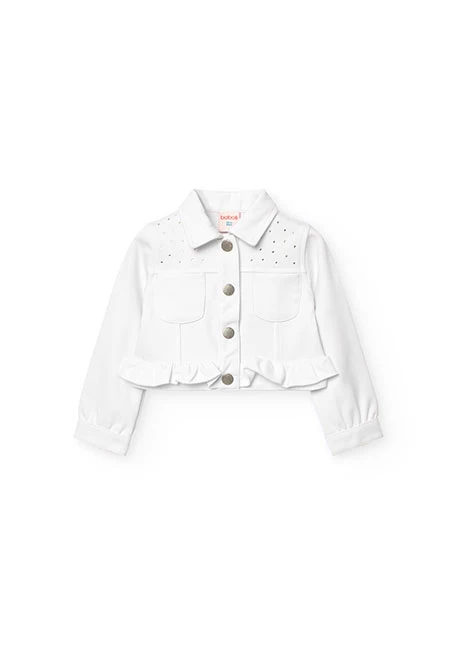 Giacchetta a maglia per bambina in colore bianco