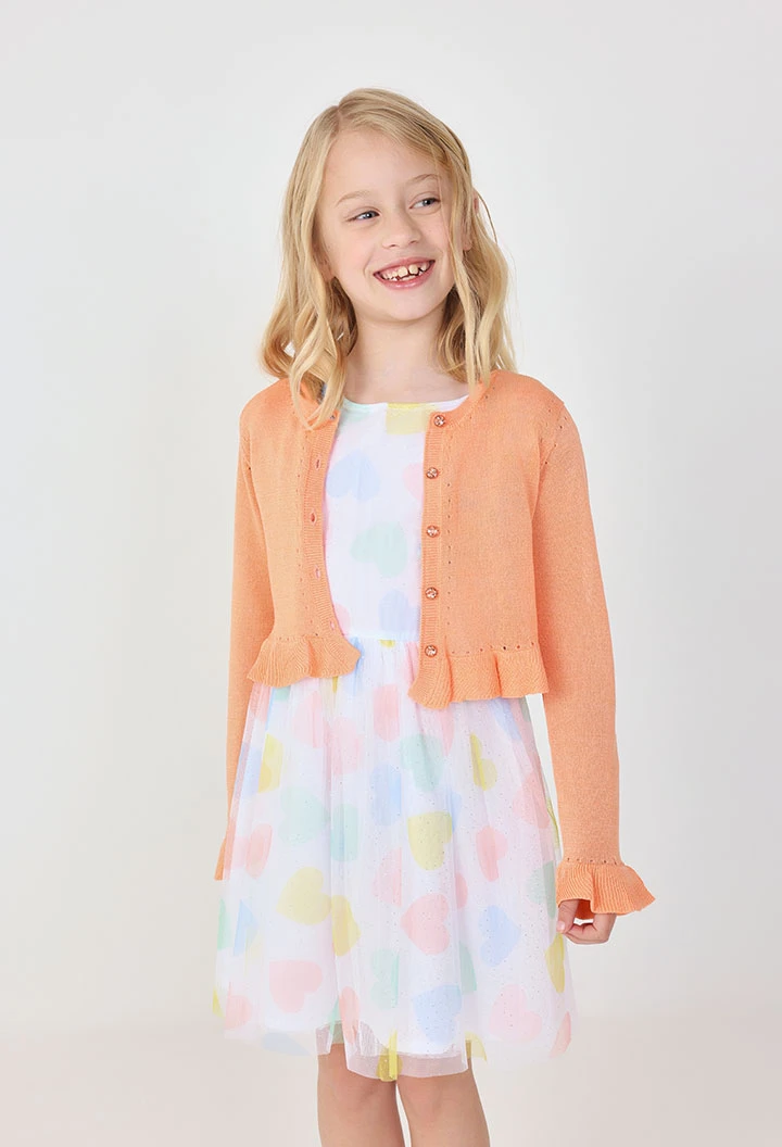 Veste en tricot pour bébé fille de couleur orange