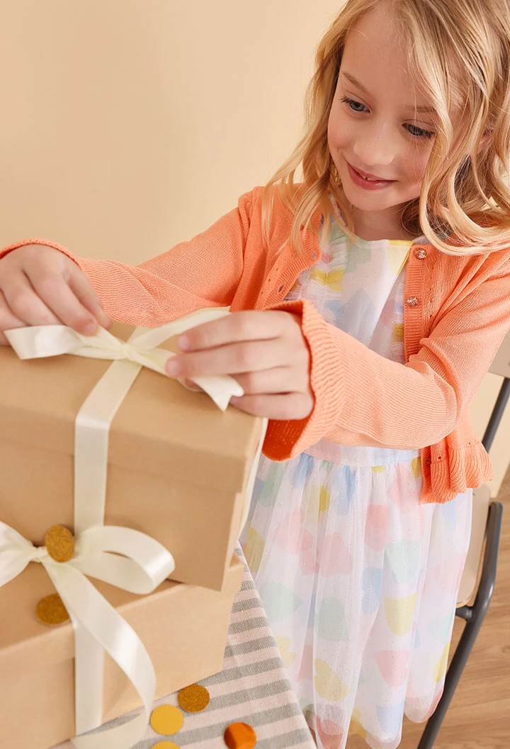 Veste en tricot pour bébé fille de couleur orange
