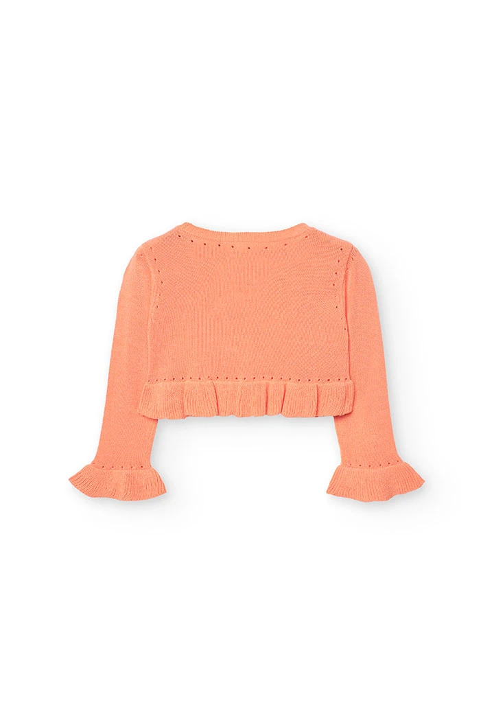 Giacca in maglia per neonato bambina di colore arancione.