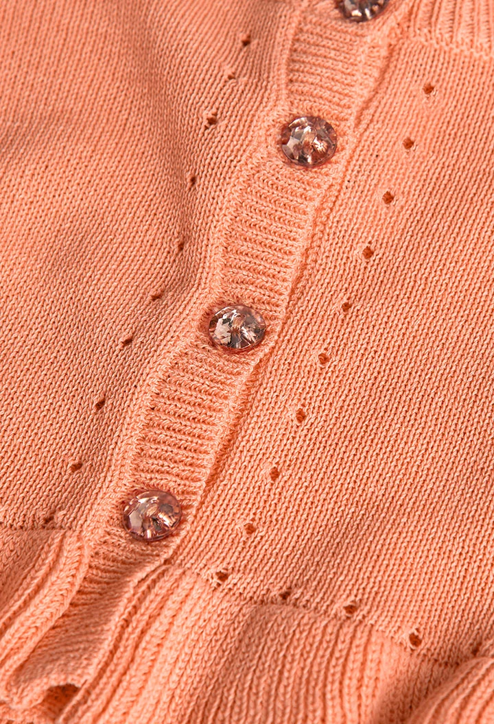 Giacca in maglia per neonato bambina di colore arancione.