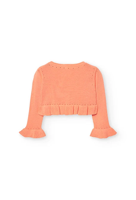 Chaqueta de tricotosa para bebé niña en color naranja