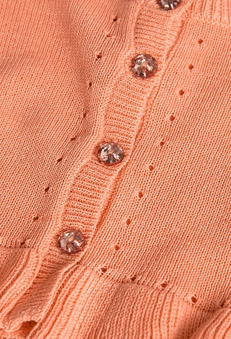 Chaqueta de tricotosa para bebé niña en color naranja
