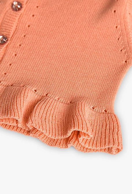 Chaqueta de tricotosa para bebé niña en color naranja