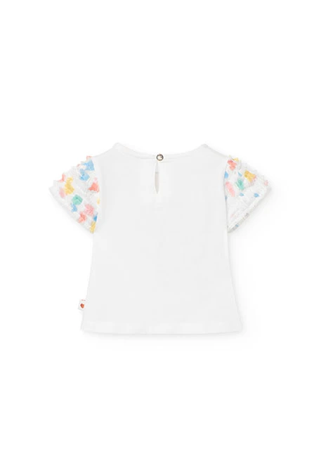 Camiseta de punto para bebé niña en color blanco con estampado de corazón