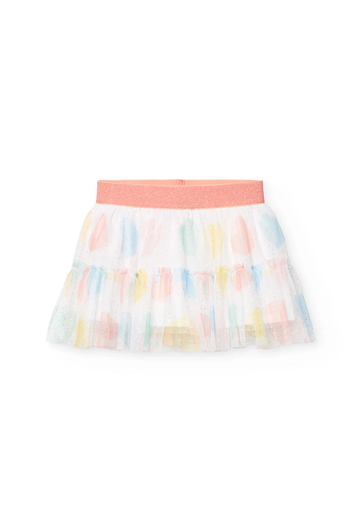 Jupe en tulle pour bébé fille avec imprimé de coeurs