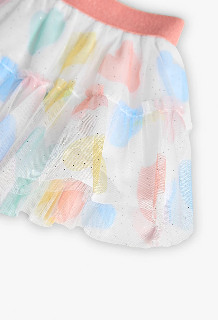 Jupe en tulle pour bébé fille avec imprimé de coeurs