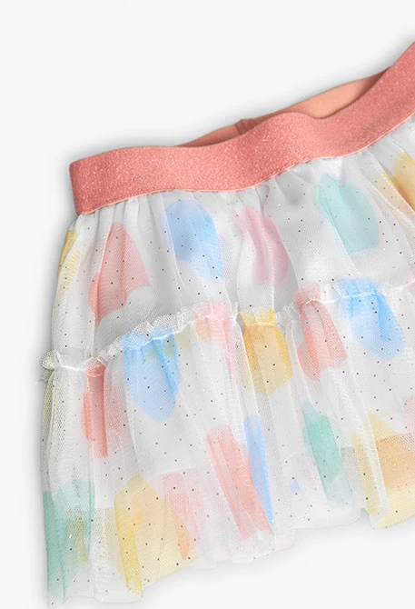 Falda de tul para bebé niña con estampado de corazones