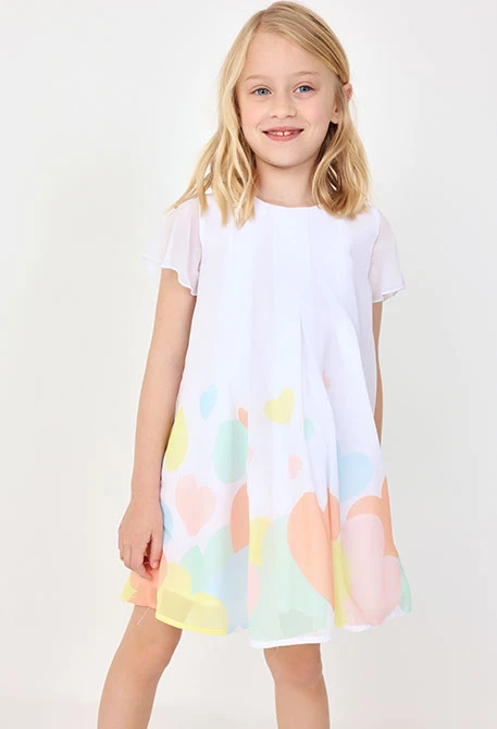 Abito in chiffon per bambina in colore bianco