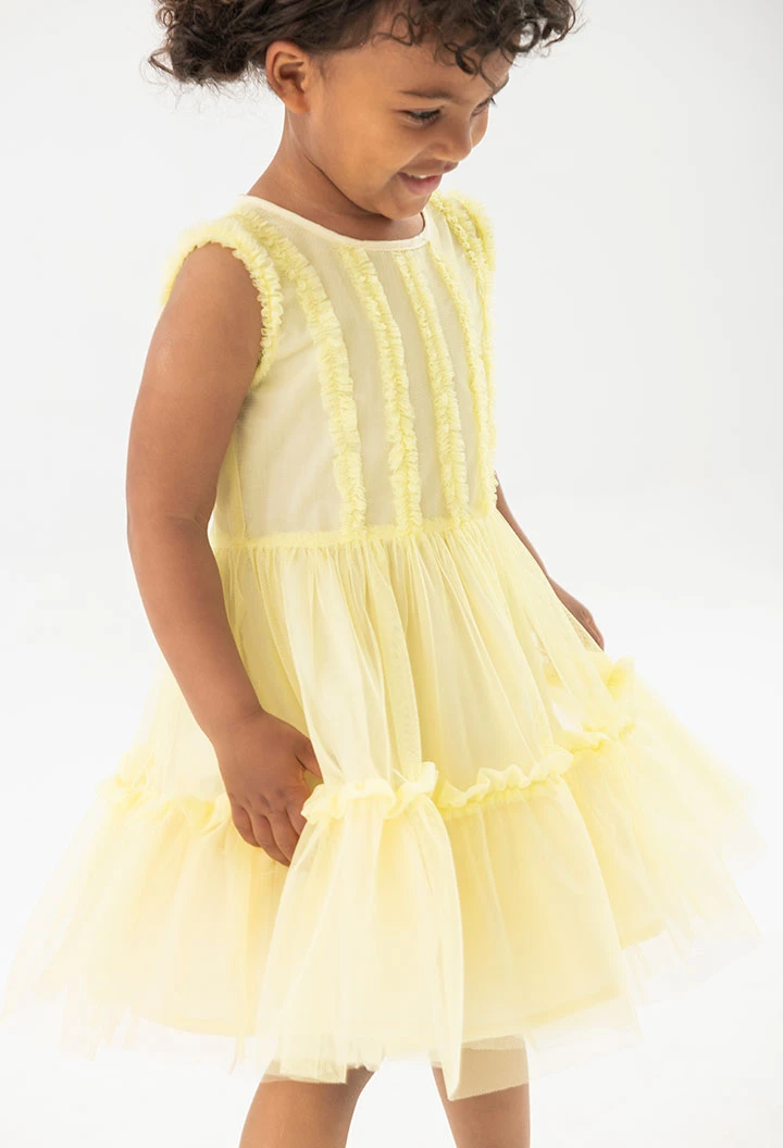 Robe en tulle pour bébé fille de couleur jaune