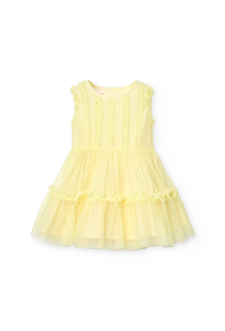 Robe en tulle pour bébé fille de couleur jaune