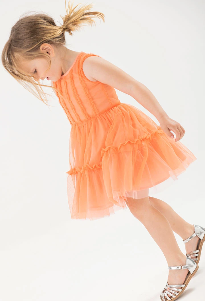 Vestito di tulle per bambina in colore arancione