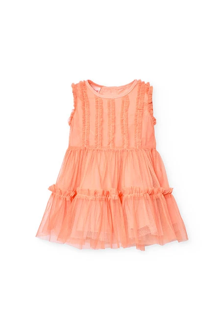 Vestido de tul para niña en color naranja