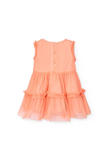 Vestido de tul para niña en color naranja