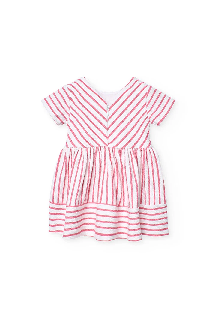 Robe en maille pour bébé fille avec imprimé rayé rose et blanc