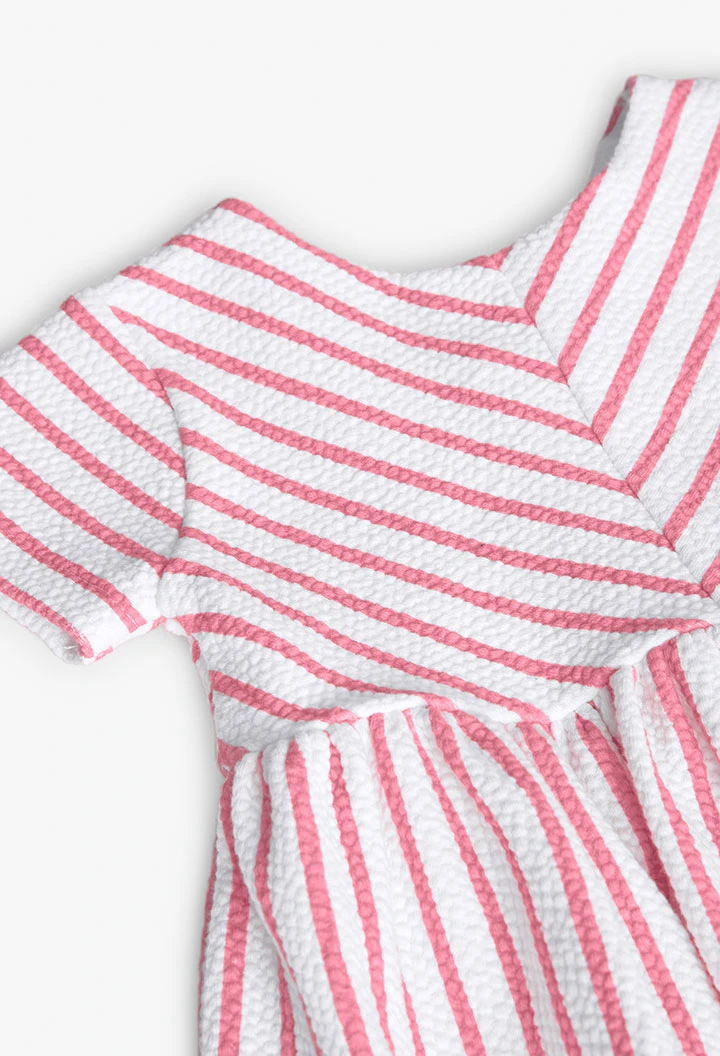 Robe en maille pour bébé fille avec imprimé rayé rose et blanc