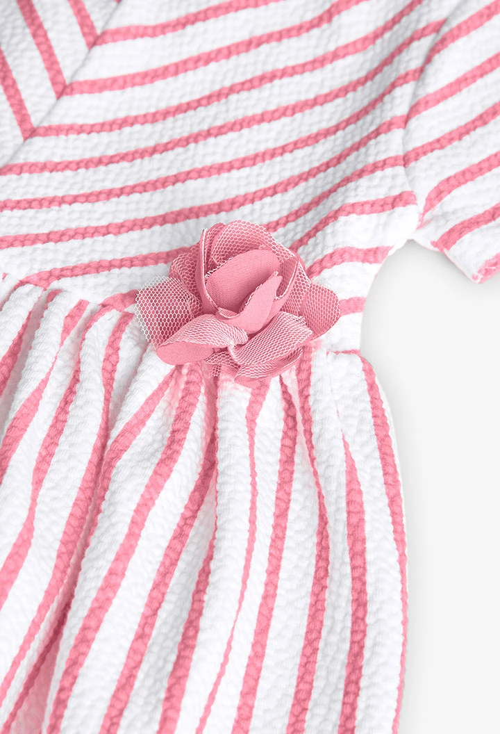Robe en maille pour bébé fille avec imprimé rayé rose et blanc