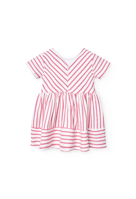 Vestido de punto para bebé niña con estampado de rayas en rosa y blanco