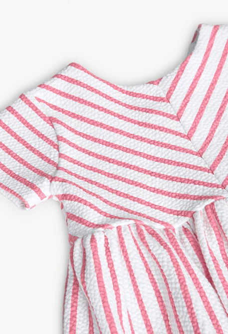 Vestido de punto para bebé niña con estampado de rayas en rosa y blanco
