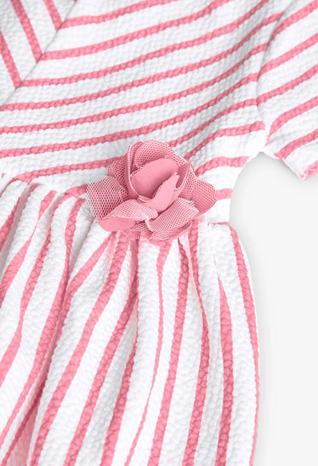 Vestido de punto para bebé niña con estampado de rayas en rosa y blanco