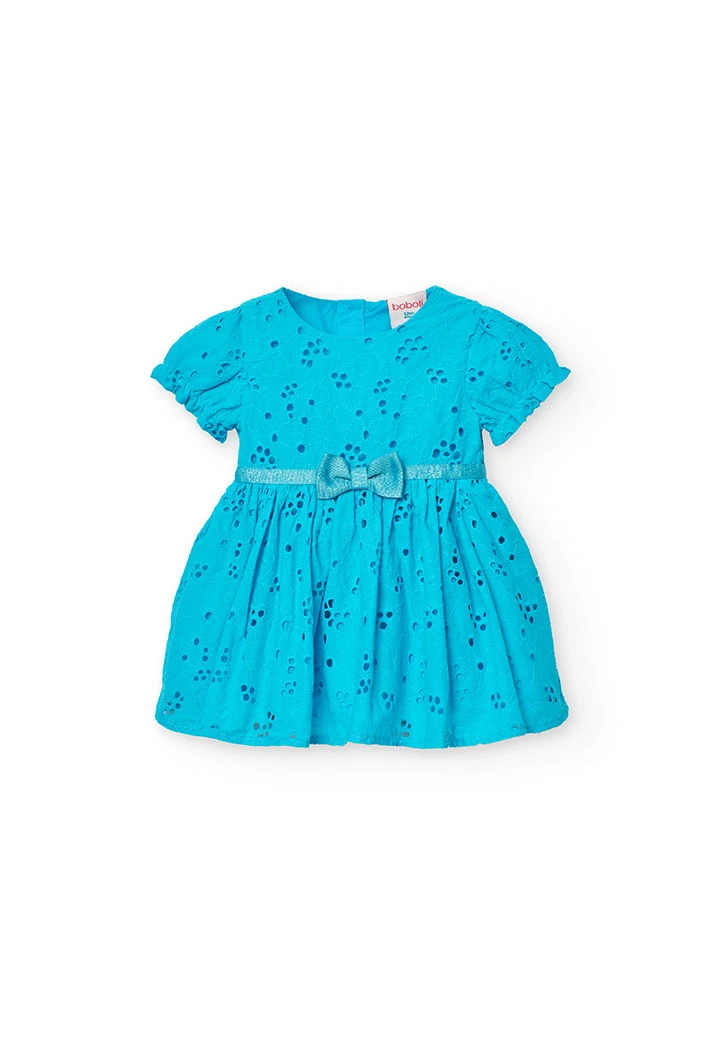 Robe en batiste pour bébé fille brodée en bleu