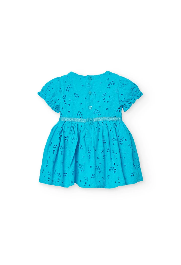 Robe en batiste pour bébé fille brodée en bleu
