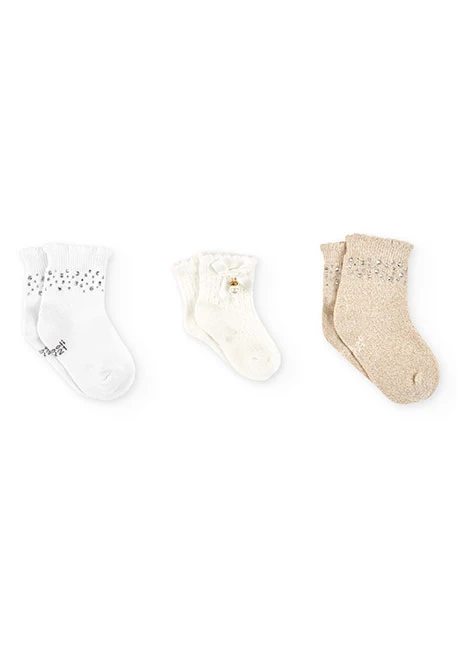 Lot de chaussettes en tricot pour bébé de couleur blanche