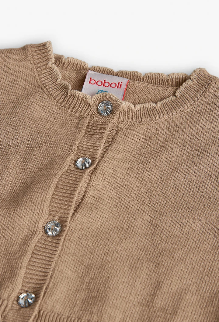 Girl´s beige knit jacket with rabbit