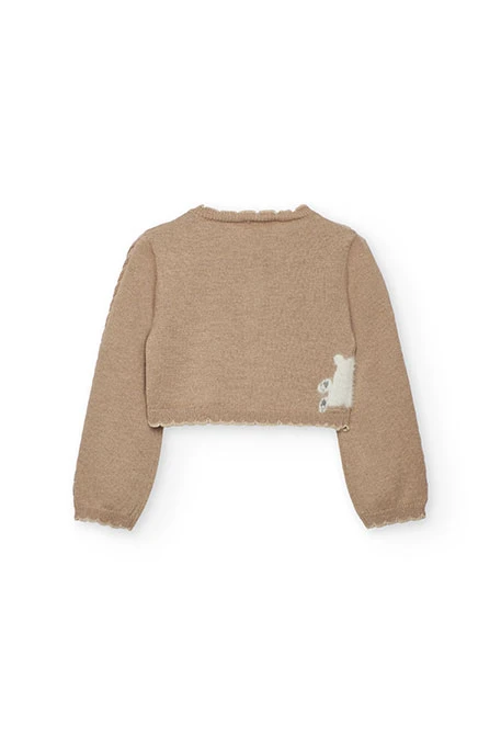 Chaqueta niña de punto beige conejo